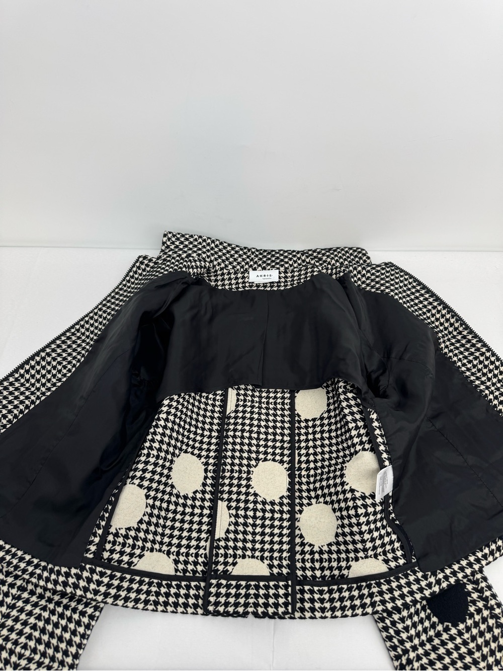 Akris Punto Sz 6 Blazer & Sz 8 Dress Black & White Dotes Houndstooth Wool Blend - Picture 9 of 16